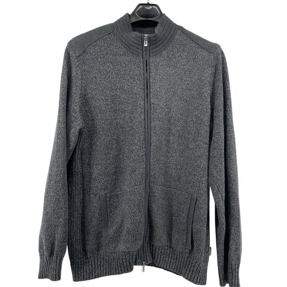Calvin Klein Full Zip Grandpa Sweater Men's XXL Grey Gramps‎ Cotton Blend *READ* - Picture 1 of 11
